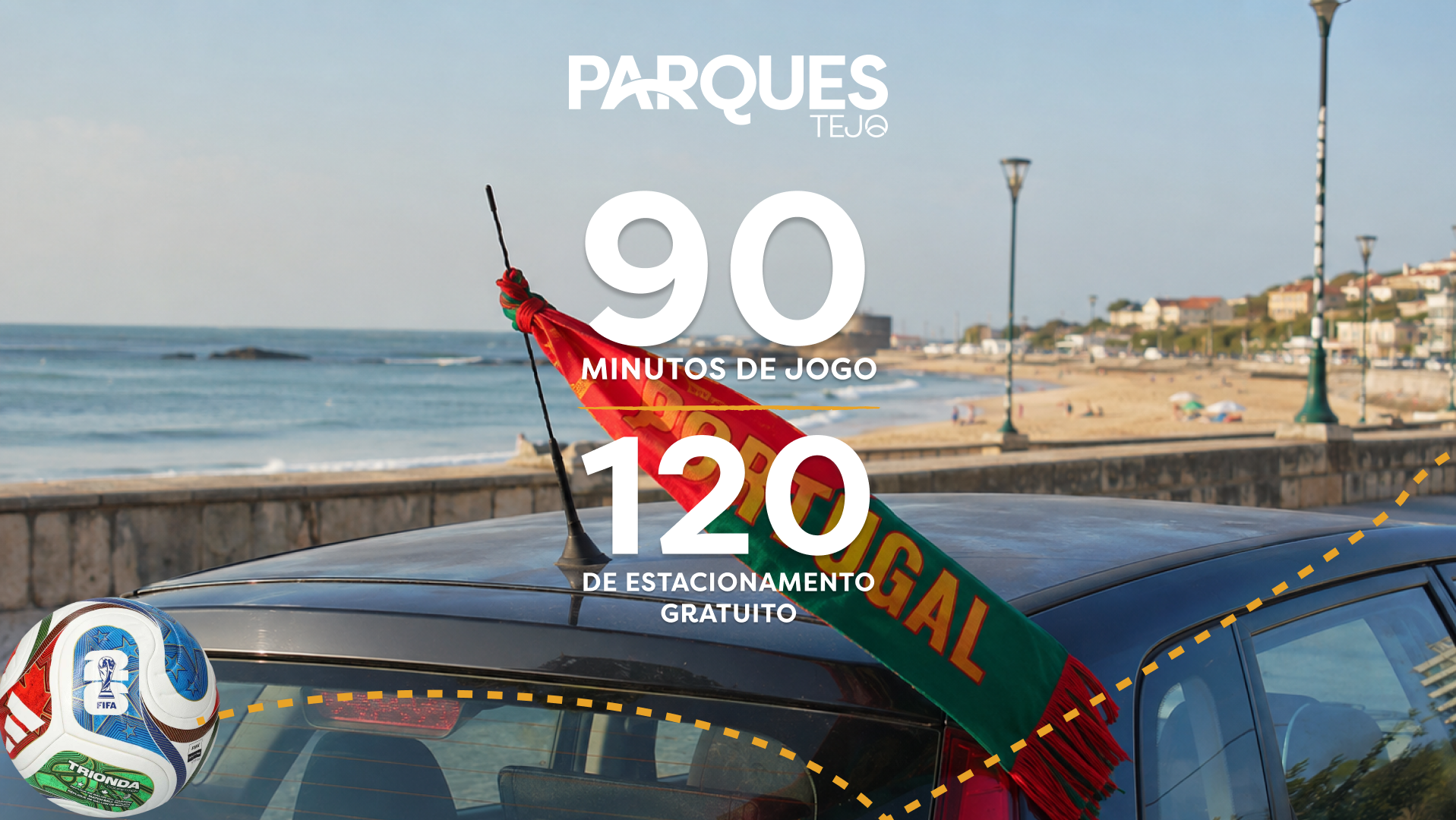 carro portugal 90 minutos de jogo, 120 de estacionamento gratuito